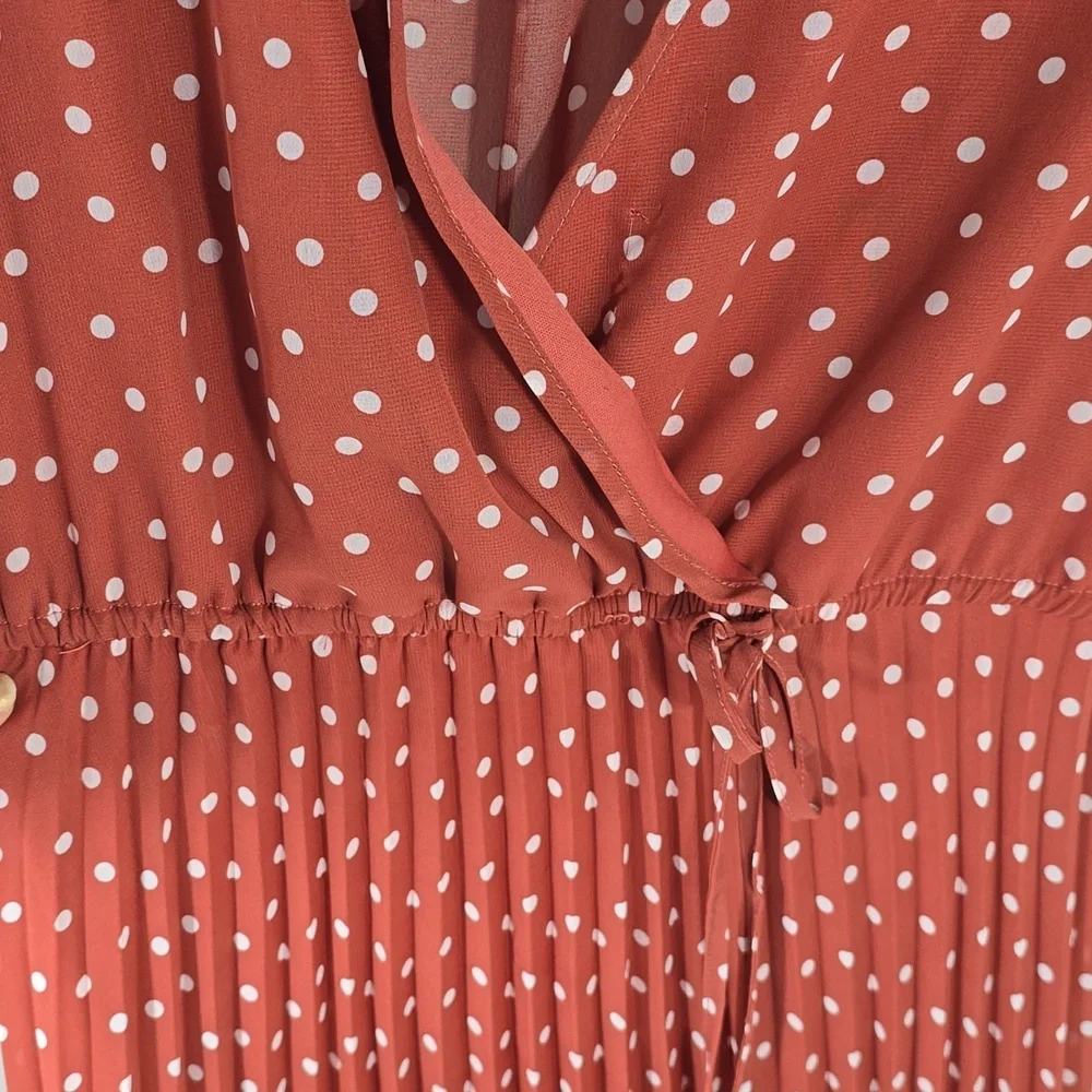 {Indigo Rose} Polka Dot Pleated Dress - Size MEDIUM - Picture 9 of 16